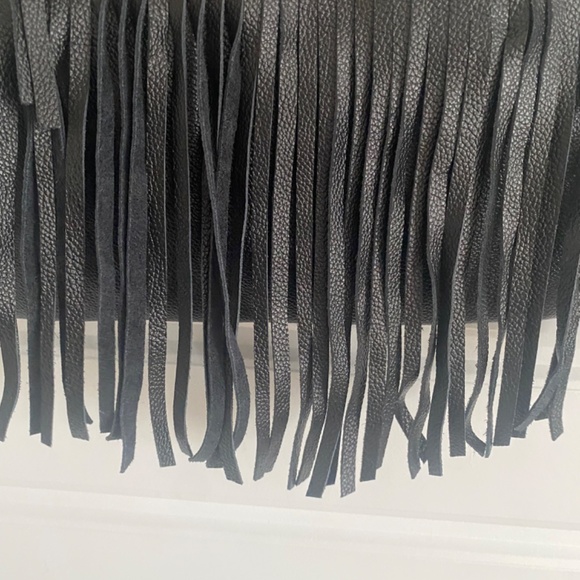 Leather Fringe Bag | Leather Fringe Clutch I Women's Purse | Black - Picture 4 of 6